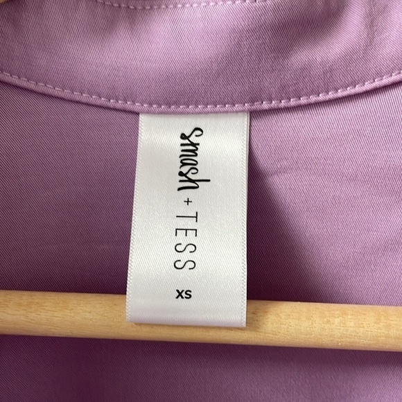 Smash + and Tess Diversion Button Shirt Dress Longsleeve Tencel Purple XS - Picture 5 of 11